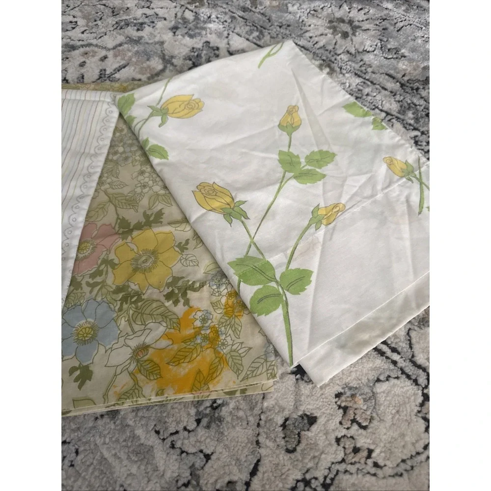 Vtg Floral Pillowcases 3 yellow Florals